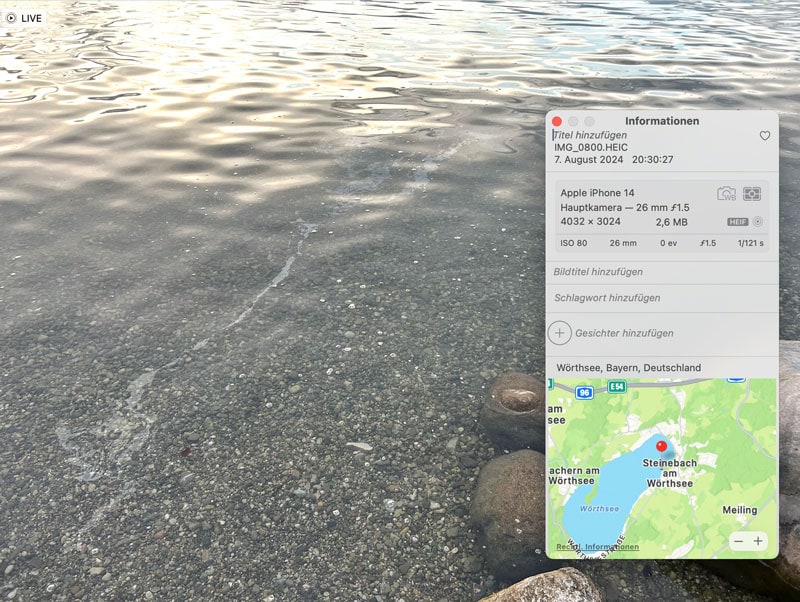 Screenshot Ölspur am Badestrand Wörthsee Seepromenade